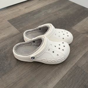 White fur lined Crocs